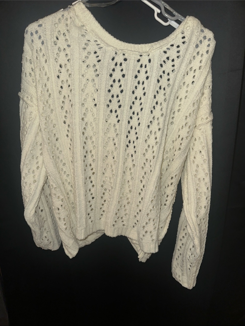 Women's Cream Open-Knit Pullover Sweater